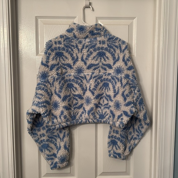 PacSun Blue & White Crop Thick Sweatshirt Fleece Size M - Picture 2 of 8
